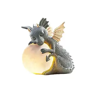 Garden Dragon with Hippie Peace Sign Gesture Statue for Home Decor Sculpture