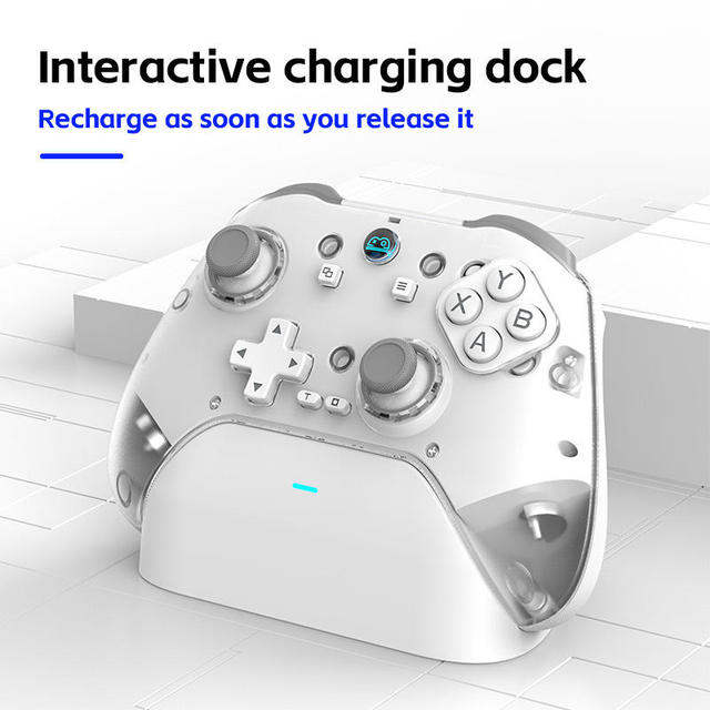with Hall Effect Joystick and Charging Base Replaceable Magnetic Panel Controller for Android IOS PC Switch Wireless Gamepad