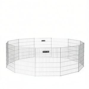 Silver Galvanized Iron Collapsible <b>Animal</b> <b>Enclosure</b> Pet Cage Medium Round For Pets - Product Image 1