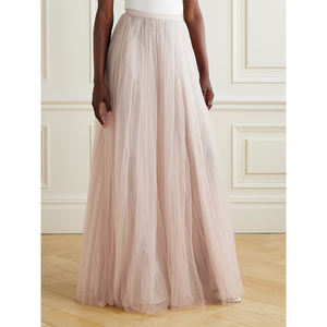 Yüksek kaliteli kadın pileli bale Tutu elbise rahat kat-uzunluk Maxi elbise partiler için nefes tül yaz ön doğal - Product Image 5