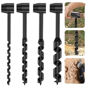 Lot de 4 tarières manuelles en acier au carbone, perceuse à bois portative, outil de survie autotaraudeur, pour bushcraft et travail du bois en extérieur - Product Image 1