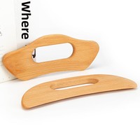 Outil Gua Sha en bois avec logo personnalisé, masseur lymphatique en bois, planche Gua Sha en bois avec poignée, grattoir de massage manuel