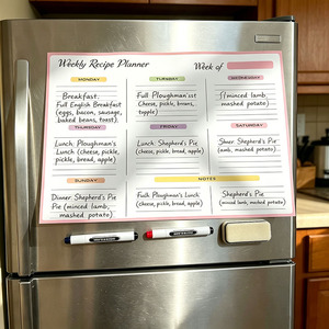 <span class=keywords><strong>Calendrier</strong></span> magnétique pour réfrigérateur avec impression personnalisée, autocollant, effaçable <span class=keywords><strong>à</strong></span> sec, menu de cuisine quotidien, planificateur de recettes, revêtement UV magnétique - Product Image 3