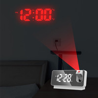 Horloge numérique muette à grand écran LED Horloge de bureau alimentée par USB Réveil à projection réglable à 180 degrés Câble USB électronique carré