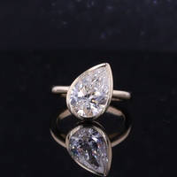 Anillo de Oro Sólido de 10K con Diamante de Laboratorio de Corte Pera de 3.0ct, Joyería Personalizada Starsgem