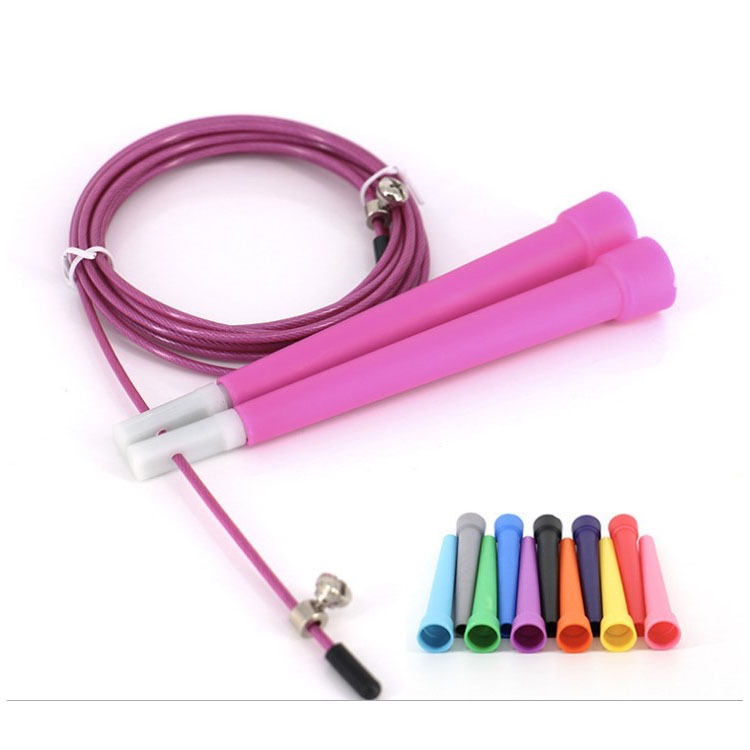 Velocidade de plástico fio de aço ajustável skipping ropes