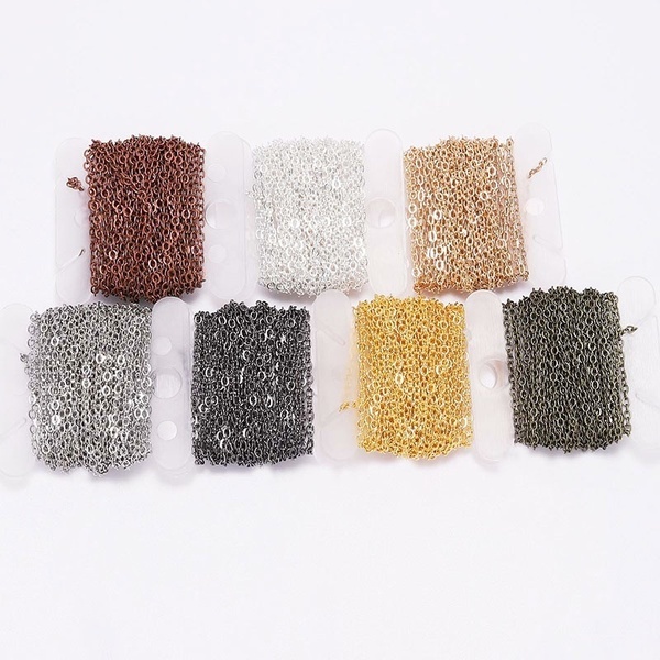 Wholesale Chain Jewelry Full Roll Stainless Steel Flat Cable Chain Necklace Silver Gold Rose Gold Oval Link Chain Necklace