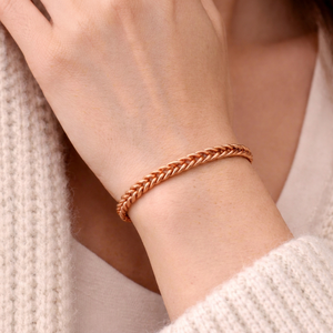 Bracelet en cuivre pur fait main, chaîne de blé, tressage Franco massif, bijoux en cuivre artisanal pour hommes et femmes, chaînes plaquées OEM - Product Image 1