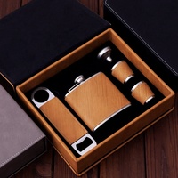 Set de Regalo de Cantimplora de Cuero Sintético Grabable con Láser con Logotipo Personalizado, Conjunto para Padrinos de Boda, Cantimplora de Acero Inoxidable con Vasos y Abridor de Botellas