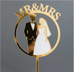 Accessoires de décoration de gâteaux en acrylique miroir de <span class=keywords><strong>fiançailles</strong></span> MR & MRS pour gâteaux de mariage - Product Image 1