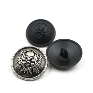 Metal Skull Buttons for Blazer Sweaters Jackets Windbreakers Sweaters Jeans Pants Men and Women Black Antique Silver