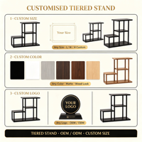 Étagère de présentation pour service à thé en métal, quatre niveaux, durable, minimaliste, carrée, thermolaquée, sur pied, support de rangement pour tasses à thé