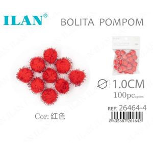 Perline decorative rosse Bolita PomPom 1.0 cm per decorazioni di abbigliamento - Product Image 3