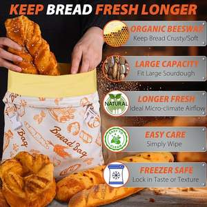Bolsas Reutilizables de Cera de Abeja para Pan, Mantienen el Pan Fresco por Días, Extra Grandes y Fáciles de Limpiar, Bolsa de Almacenamiento de Algodón - Product Image 6