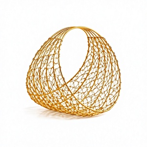 Golden Vintage Wire <b>Mesh</b> <b>Storage</b> <b>Basket</b> Geometric Design Eco-Friendly Gift Packing Home Decoration Metal Craft - Product Image 1