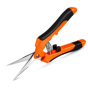 Stainless Steel Garden Shears 5 Inch Butterfly Structure Pruning Vines Manual Operation Orange Plastic Handle - Product Image 1