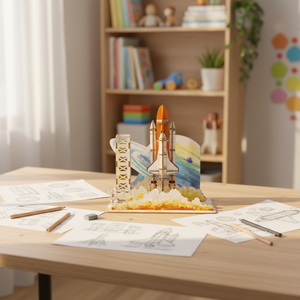 Puzzle 3D en bois Wincent Space Shuttle, diorama de lancement de fusée, kit de modèle aérospatial, jouet scientifique STEM, cadeau pour enfants, passe-temps pour adultes - Product Image 6