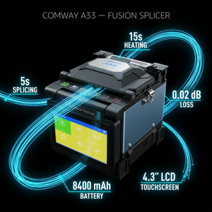 Comway A33 Ultra Portátil, Fusionadora de Fibra Óptica Manual con Calentamiento en 15s y Aceleración por GPU - Product Image 1