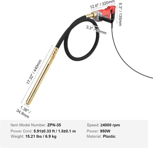 Vibrador de Concreto Eléctrico Portátil de 120 Voltios, <span class=keywords><strong>Mini</strong></span> Vibrador de Concreto Manual para Aguja de Concreto de 35 mm - Product Image 2
