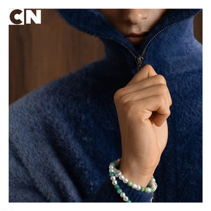 Gres Áo Len Nhà Sản Xuất Chứng Nhận Biểu Tượng Tùy Chỉnh Thêu Người Đàn Ông Màu Xanh Gradient 100% Nylon Đan Zip Áo Áo Len Với Fluffy - Product Image 3