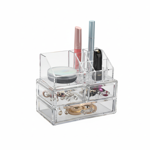 Scatola organizzatore trucco trasparente con cassetti e scomparti per la conservazione di cosmetici - Product Image 2