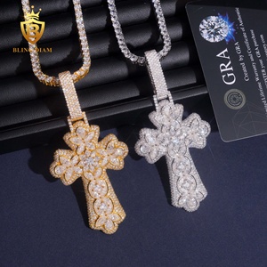 Offre Spéciale – Pendentif Homme Tendance <span class=keywords><strong>en</strong></span> Argent Sterling 925 avec Croix <span class=keywords><strong>Épée</strong></span> et Moissanite, Coupe Ronde, Style Hip Hop, Testeur de Diamant Inclus avec Certificat GRA - Product Image 2