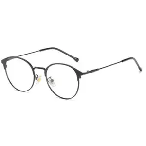 New anti - blue - ray flat - light glasses eye - protection glasses round full-rim frame Metal optical eyeglasses