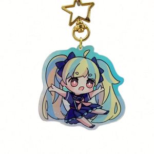 Wholesale <b>Anime</b> <b>Keychains</b> Maker Acrylic Carabiner Keychain with Holographic Charm Offset Printing Plastic Resin Materials Gifts - Product Image 1