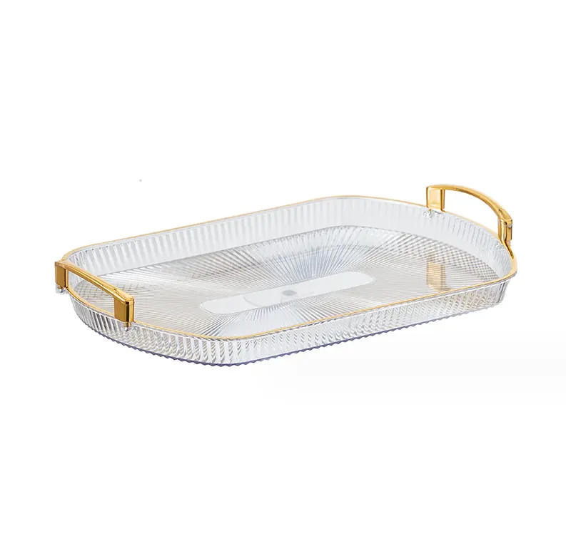 Transparante Plaat Notencake Fruit Snackbak Opbergschaal Plastic Borden Met Handvat Theeset Organizer