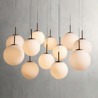 Luminaire suspendu moderne et créatif en forme de boule de verre ronde, pour cuisine, restaurant, avec douille E12