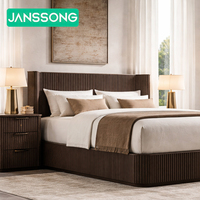 Lit en bois moderne pour chambre à coucher, ensemble de meubles de luxe pour villa, lit en bois massif pour chambre de villégiature, cadre de lit pour chambre d'hôtel