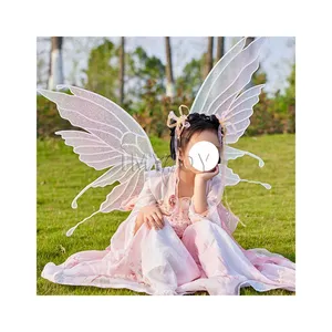 2023 hot sale low price wholesale craft decorations girls chirlds mini electric toy sheer angel fairy wings for adults