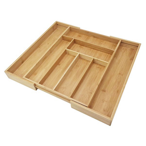 Organisateur de tiroir extensible en bambou réglable pour couverts de <span class=keywords><strong>cuisine</strong></span>, <span class=keywords><strong>couteaux</strong></span>, argenterie et papeterie - Product Image 3