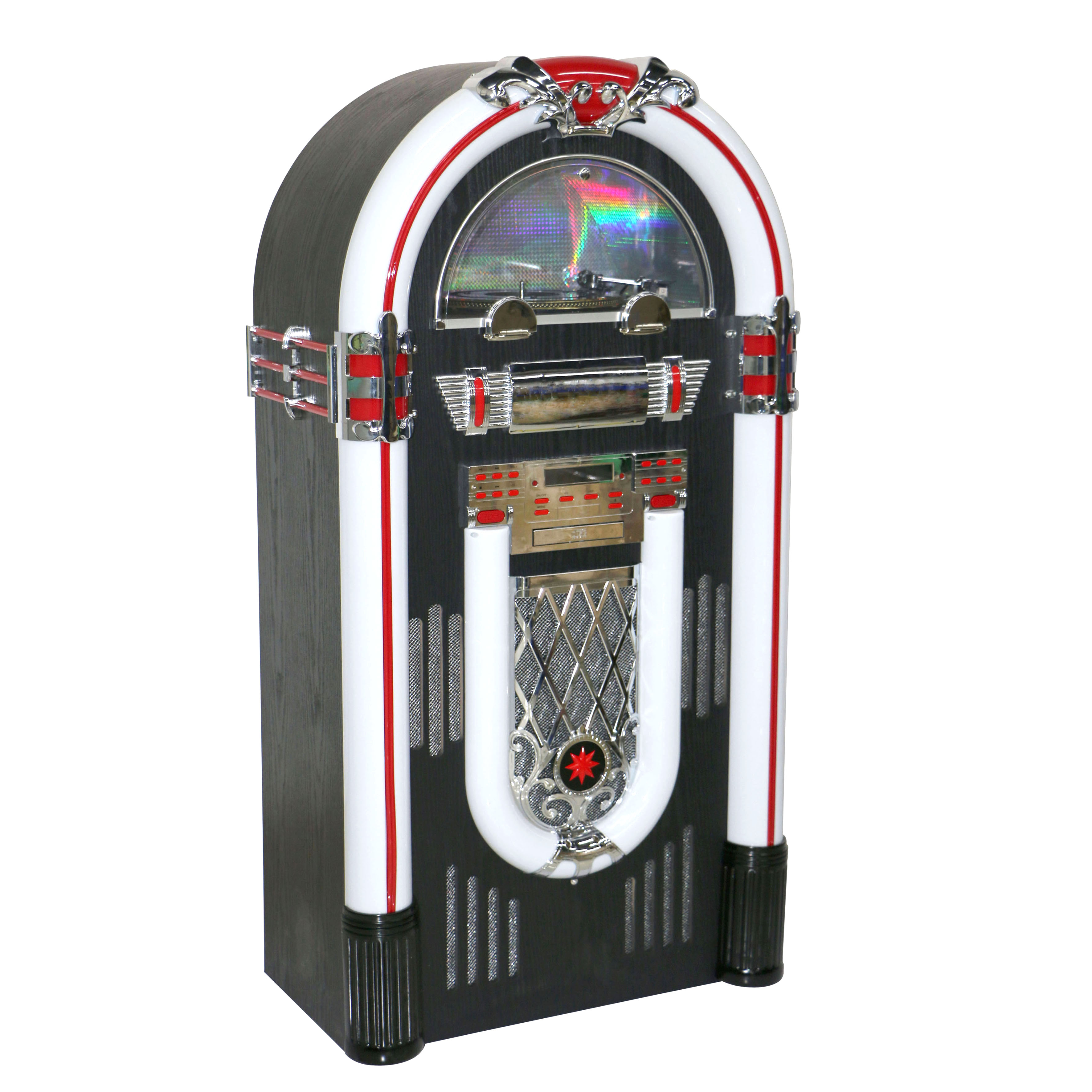 Full Size Retro Turntable with LED Lights & BT Player