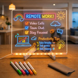กระดานข้อความ LED แบบลบได้ กระดานวาดภาพอะคริลิคพร้อมขาตั้ง ปรับความสว่าง RGB ได้ 3 ระดับ พอร์ตเชื่อมต่อ Type-C มีหลายขนาดให้เลือก - Product Image 2