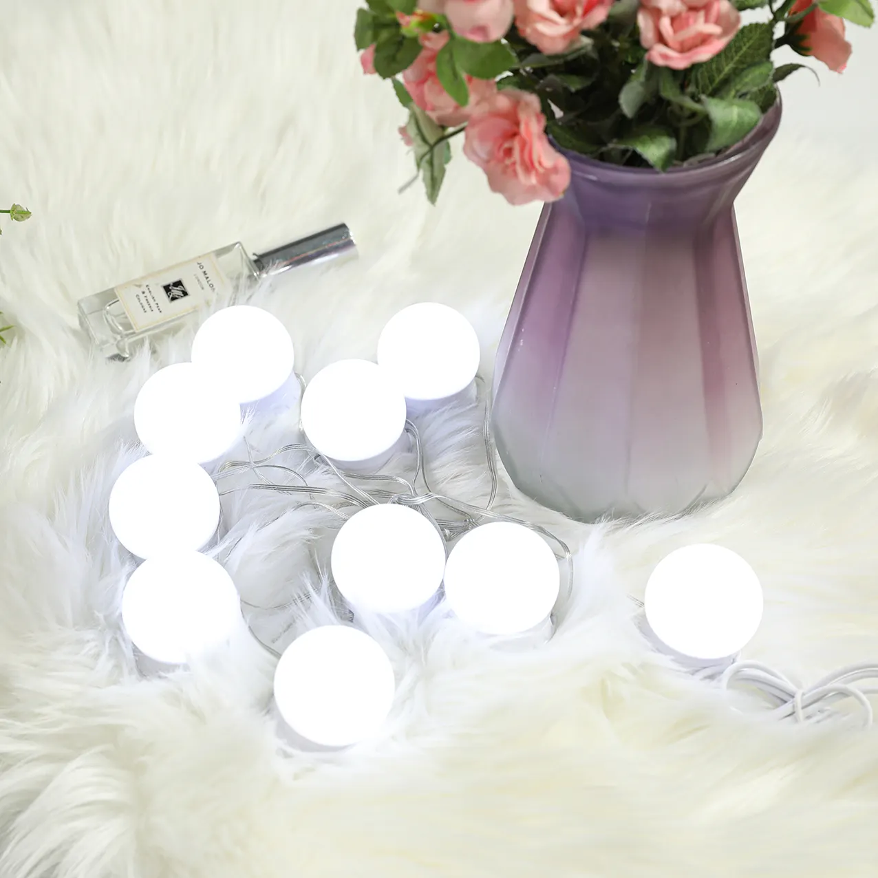 10 bulbs 3M sticker LED cosmetic Mirror Bulb with plug Ball Makeup Mirror lamps for Hollywood Vanity Light dimmable