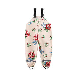 Pantalon de pluie intégral pour enfants, style bavoir, imperméable, pour activités de plein air et randonnée, avec motif de dessin animé, OEM - Product Image 2