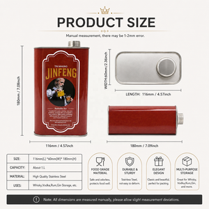 Recipiente Rectangular de Acero Inoxidable de 1L con Tapa de Rosca, 116x60x180mm, Impresión Personalizada, Ecológico y Reutilizable para Bebidas - Product Image 5