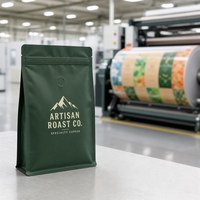 Sacs à café en papier kraft imprimés sur mesure en gros avec valve unidirectionnelle et fermeture éclair refermable pour emballage alimentaire