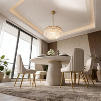 Ensemble de table à manger ronde en marbre moderne de luxe 4-6 places Pieds dorés Meubles pour la maison Hôtel Restaurant