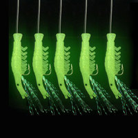 NEWMAJOR H1-01 5 hameçons circulaires lumineux pour appâts crevettes en acier à haute teneur en carbone 8-20 #   Ensemble d'hameçons de pêche en jigging pour la pêche en mer au bar