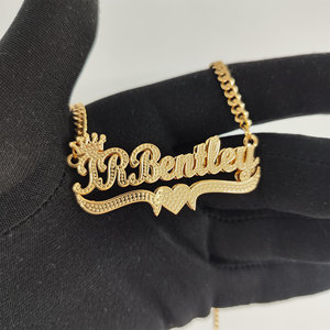 <span class=keywords><strong>Collana</strong></span> Personalizzata in Acciaio Inox <span class=keywords><strong>con</strong></span> Doppia Placca Bicolore a Forma di Cuore e Catena, Regalo per Lei - Product Image 4