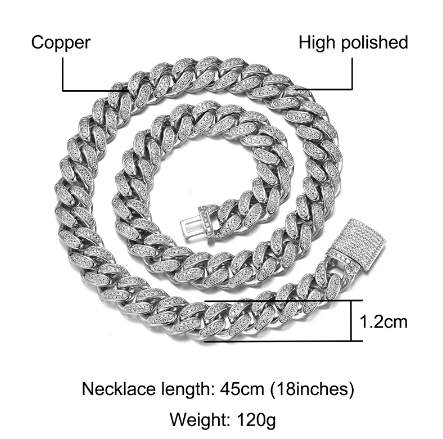 N03149-Miami cubain 12mm argent