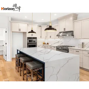 Horizon Kitchen Countertop White Artificial Quartz Slabs Natural Texture Stone Slab Calacatta Quartz