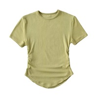 T-shirts décontractés pour femmes, coupe slim, respirants, en coton tricoté, à col rond, pour l'été
