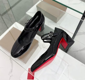 Brand women's high-heeled <b>shoes</b>, designer's patented leather double-button thick-soled sandals, luxurious party high-heeled <b>shoe</b> - Product Image 3