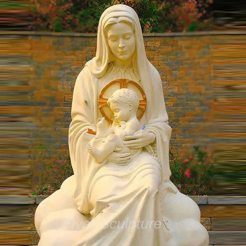 Aangepaste Hand Gesneden Kerk Religieuze Mary Sculptuur Hoge Kwaliteit Stenen Figuur Maagdelijke Mary Beelden Mallen Te Koop