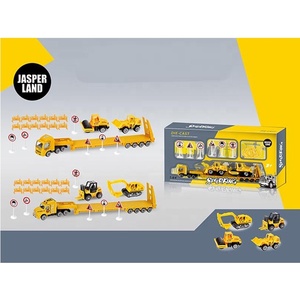 Wholesale Alloy Diecast Truck Trailer Mini Construction Trucks Kids <b>Toy</b> <b>Vehicle</b> with Road Sign - Product Image 2