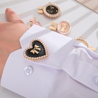 Boutons décoratifs pour vêtements féminins, boutons de manchette, style chic, perles, lettres, boutons de col de chemise, accessoires vestimentaires