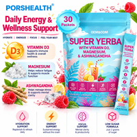 Poudre d'électrolytes sans sucre de marque privée, Latte Yerba Mate avec probiotiques, magnésium, caféine naturelle, poudre de thé instantané
